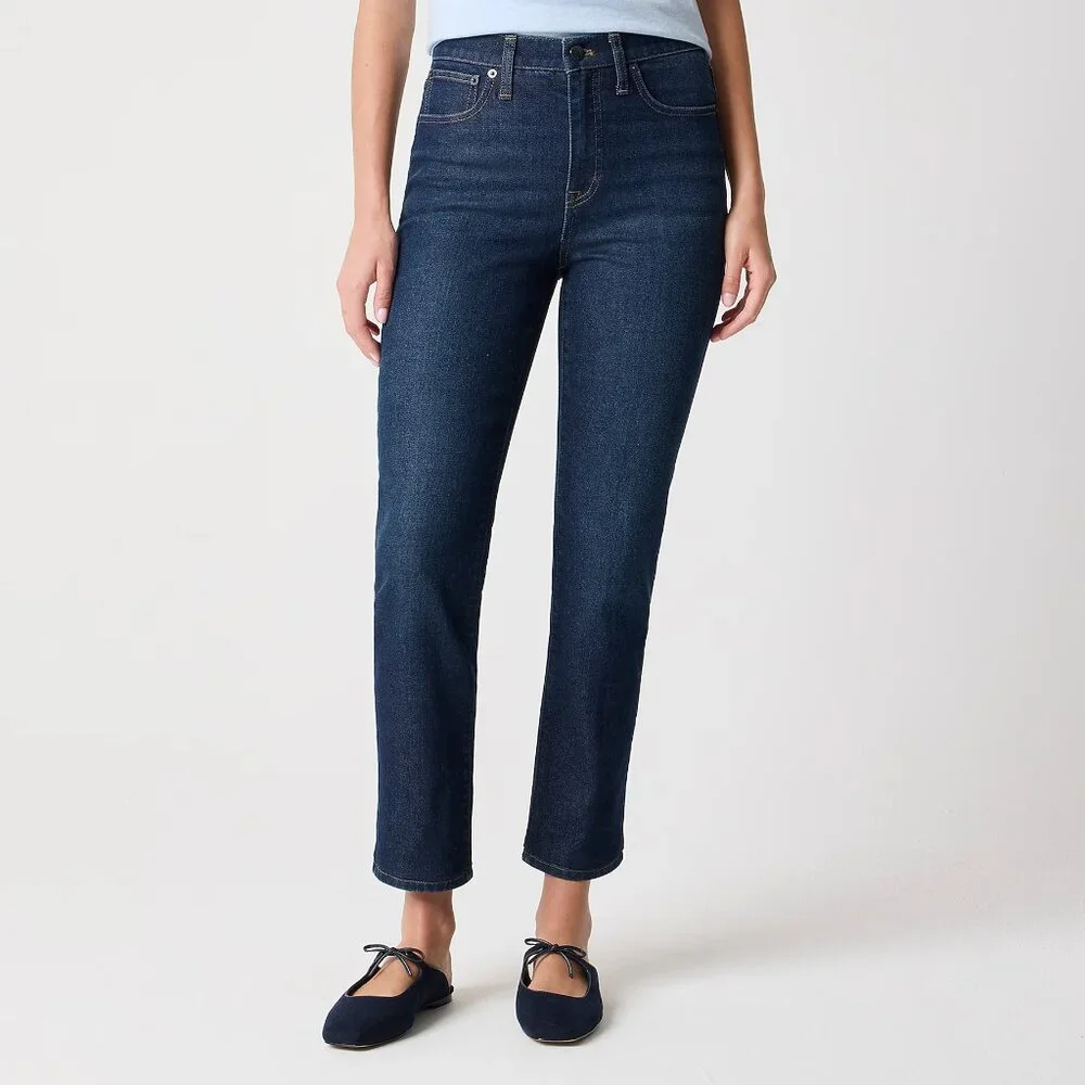 NEW NWT! J.CREW ESSENTIAL STRAIGHT LEG JEANS STRETCH HIGH RISE CROPPED sz 33